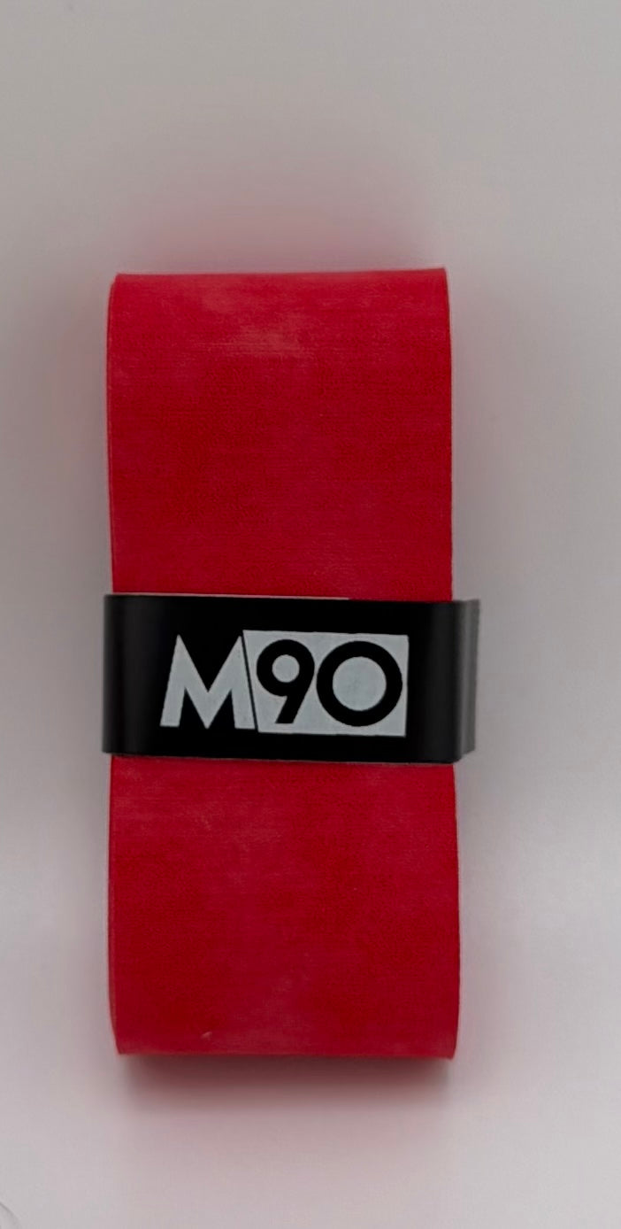 M90 MaxAbsorb tennis overgrip, red, texture close-up